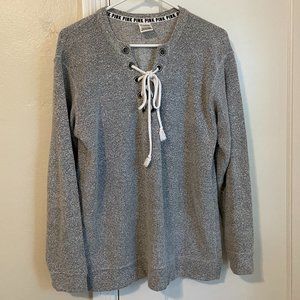 PINK by Victoria's Secret Gray Lace-up Sweatshirt (Size S)